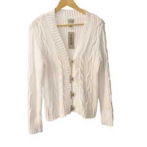 NWT CHICO'S OPTIC WHITE JOURNEY LONG SLEEVE CARDIGAN SIZE 8 (MEDIUM)